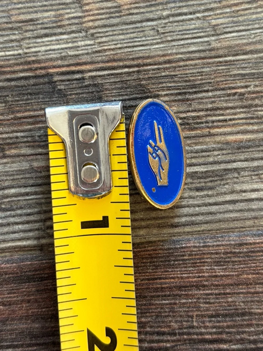 Vintage Brownie Girl Scout Two-Finger Salute Pin Blue Enamel Gold Tone Oval GSA